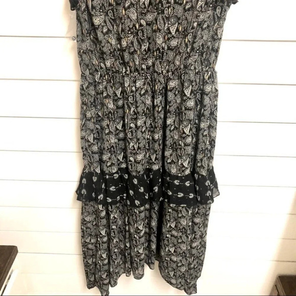 Senlis Paisley Moroccan Elaine Ruffle V-Neck Flutter Sleeve Dress Size Md NEW - Picture 11 of 13